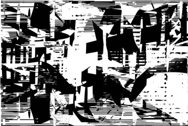 Çizik ve çiziklerle dolu siyah beyaz bir arka plan. Soyut vektör illüstrasyonu.