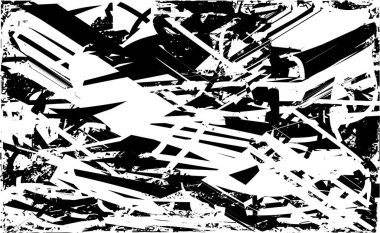 Çizik ve çiziklerle dolu siyah beyaz bir arka plan. Soyut vektör illüstrasyonu.