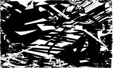 Çizik ve çiziklerle dolu siyah beyaz bir arka plan. Soyut vektör illüstrasyonu.