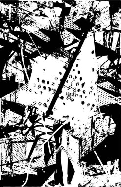 Çizik ve çiziklerle dolu siyah beyaz bir arka plan. Soyut vektör illüstrasyonu.