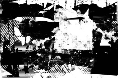 Çizik ve çiziklerle dolu siyah beyaz bir arka plan. Soyut vektör illüstrasyonu.