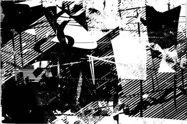 Çizik ve çiziklerle dolu siyah beyaz bir arka plan. Soyut vektör illüstrasyonu.