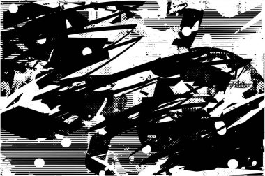 Çizik ve çiziklerle dolu siyah beyaz bir arka plan. Soyut vektör illüstrasyonu.