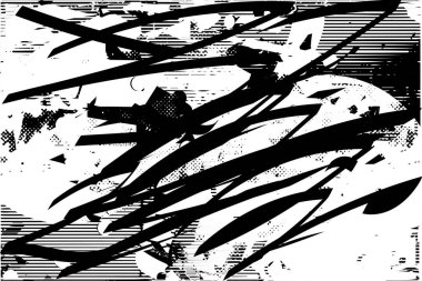 Çizik ve çiziklerle dolu siyah beyaz bir arka plan. Soyut vektör illüstrasyonu.