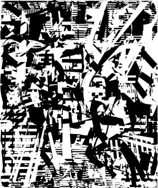 Çizik ve çiziklerle dolu siyah beyaz bir arka plan. Soyut vektör illüstrasyonu.