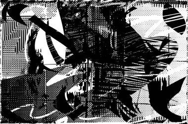 Çizik ve çiziklerle dolu siyah beyaz bir arka plan. Soyut vektör illüstrasyonu.