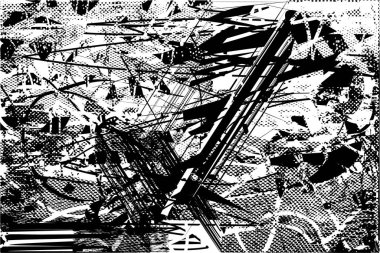 Çizik ve çiziklerle dolu siyah beyaz bir arka plan. Soyut vektör illüstrasyonu.