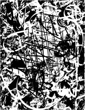 Çizik ve çiziklerle dolu siyah beyaz bir arka plan. Soyut vektör illüstrasyonu.