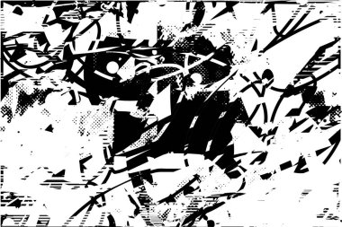 Çizik ve çiziklerle dolu siyah beyaz bir arka plan. Soyut vektör illüstrasyonu.