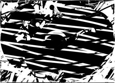 Çizik ve çiziklerle dolu siyah beyaz bir arka plan. Soyut vektör illüstrasyonu.