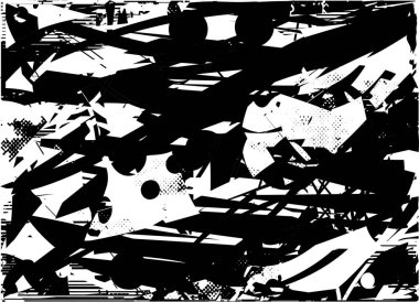 Çizik ve çiziklerle dolu siyah beyaz bir arka plan. Soyut vektör illüstrasyonu.