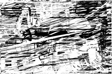 Çizik ve çiziklerle dolu siyah beyaz bir arka plan. Soyut vektör illüstrasyonu.