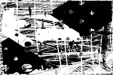 Çizik ve çiziklerle dolu siyah beyaz bir arka plan. Soyut vektör illüstrasyonu.