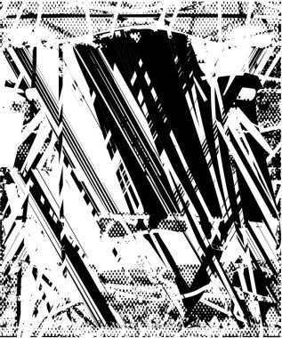 Çizik ve çiziklerle dolu siyah beyaz bir arka plan. Soyut vektör illüstrasyonu.