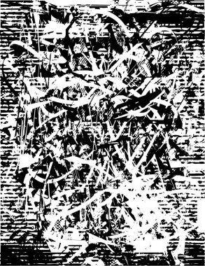 Çizik ve çiziklerle dolu siyah beyaz bir arka plan. Soyut vektör illüstrasyonu.