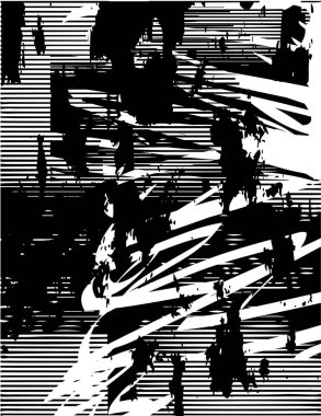 Çizik ve çiziklerle dolu siyah beyaz bir arka plan. Soyut vektör illüstrasyonu.