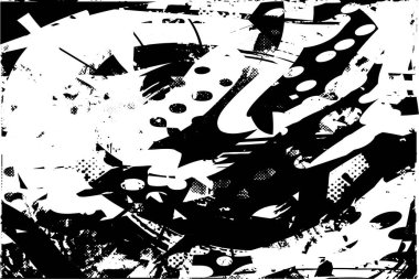 Çizik ve çiziklerle dolu siyah beyaz bir arka plan. Soyut vektör illüstrasyonu.