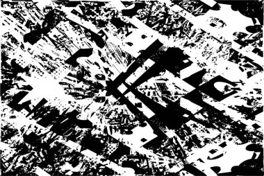 Çizik ve çiziklerle dolu siyah beyaz bir arka plan. Soyut vektör illüstrasyonu.