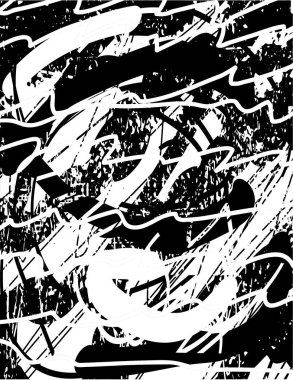 Çizik ve çiziklerle dolu siyah beyaz bir arka plan. Soyut vektör illüstrasyonu.