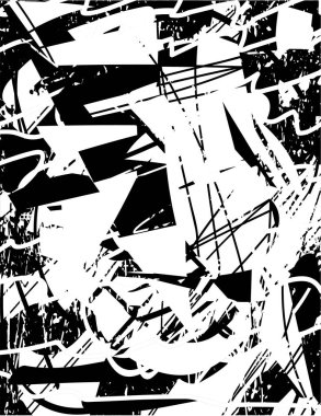 Çizik ve çiziklerle dolu siyah beyaz bir arka plan. Soyut vektör illüstrasyonu.