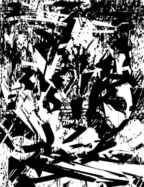 Çizik ve çiziklerle dolu siyah beyaz bir arka plan. Soyut vektör illüstrasyonu.