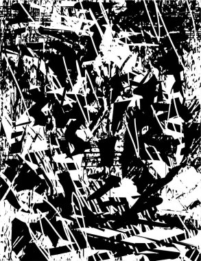 Çizik ve çiziklerle dolu siyah beyaz bir arka plan. Soyut vektör illüstrasyonu.