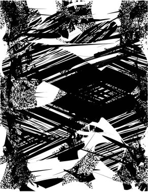 Çizik ve çiziklerle dolu siyah beyaz bir arka plan. Soyut vektör illüstrasyonu.