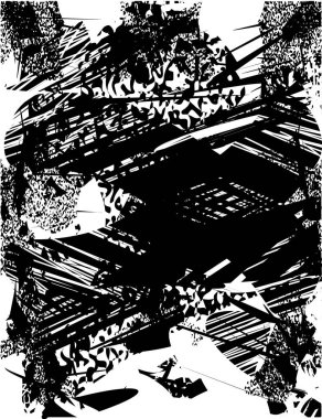 Çizik ve çiziklerle dolu siyah beyaz bir arka plan. Soyut vektör illüstrasyonu.