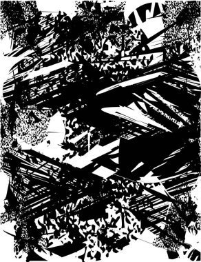 Çizik ve çiziklerle dolu siyah beyaz bir arka plan. Soyut vektör illüstrasyonu.