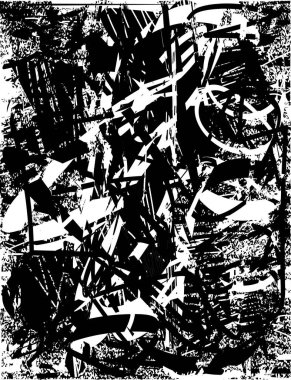 Çizik ve çiziklerle dolu siyah beyaz bir arka plan. Soyut vektör illüstrasyonu.