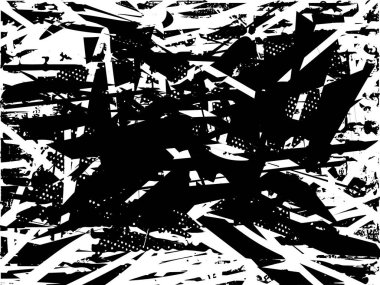 Çizik ve çiziklerle dolu siyah beyaz bir arka plan. Soyut vektör illüstrasyonu.