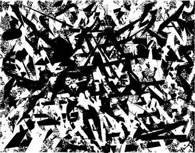 Siyah beyaz desenli, noktalı, lekeli, çizik ve çizikli sıkıntılı bir arkaplan. Soyut vektör illüstrasyonu.