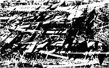 Siyah beyaz desenli, noktalı, lekeli, çizik ve çizikli sıkıntılı bir arkaplan. Soyut vektör illüstrasyonu.