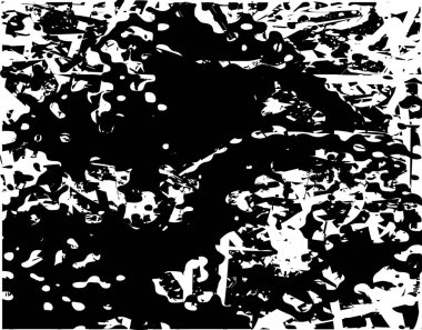 Siyah beyaz desenli, noktalı, lekeli, çizik ve çizikli sıkıntılı bir arkaplan. Soyut vektör illüstrasyonu.