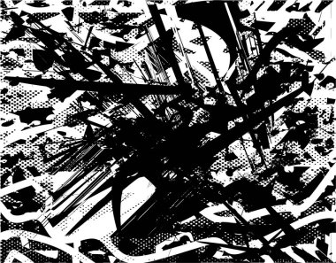 Çizik ve çiziklerle dolu siyah beyaz bir arka plan. Soyut vektör illüstrasyonu.