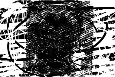 Siyah beyaz desenli, noktalı, lekeli, çizik ve çizikli sıkıntılı bir arkaplan. Soyut vektör illüstrasyonu.