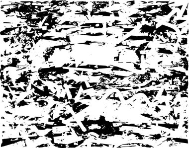 Siyah beyaz desenli, noktalı, lekeli, çizik ve çizikli sıkıntılı bir arkaplan. Soyut vektör illüstrasyonu.