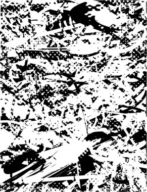 Çizik ve çiziklerle dolu siyah beyaz bir arka plan. Soyut vektör illüstrasyonu.