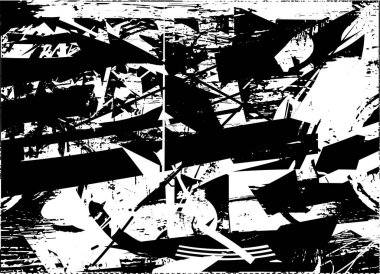 Siyah beyaz desenli, noktalı, lekeli, çizik ve çizikli sıkıntılı bir arkaplan. Soyut vektör illüstrasyonu.