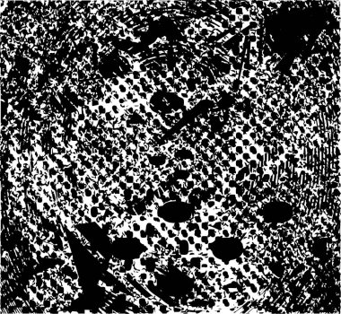 Siyah beyaz desenli, noktalı, lekeli, çizik ve çizikli sıkıntılı bir arkaplan. Soyut vektör illüstrasyonu.