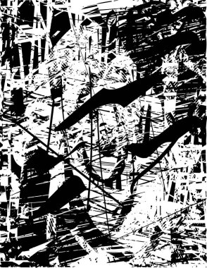 Çizik ve çiziklerle dolu siyah beyaz bir arka plan. Soyut vektör illüstrasyonu.