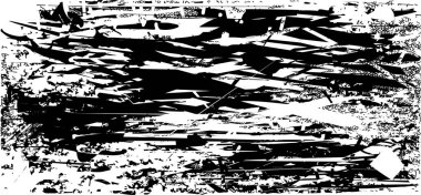 Siyah beyaz desenli, noktalı, lekeli, çizik ve çizikli sıkıntılı bir arkaplan. Soyut vektör illüstrasyonu.