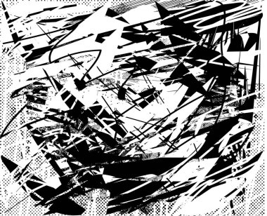 Çizik ve çiziklerle dolu siyah beyaz bir arka plan. Soyut vektör illüstrasyonu.