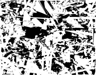 Siyah beyaz desenli, noktalı, lekeli, çizik ve çizikli sıkıntılı bir arkaplan. Soyut vektör illüstrasyonu.