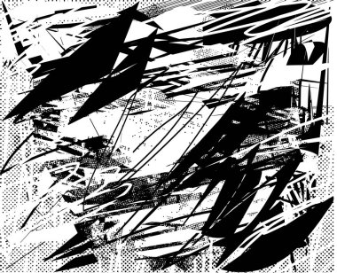 Çizik ve çiziklerle dolu siyah beyaz bir arka plan. Soyut vektör illüstrasyonu.