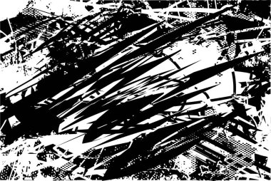 Çizik ve çiziklerle dolu siyah beyaz bir arka plan. Soyut vektör illüstrasyonu.