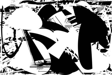 Çizik ve çiziklerle dolu siyah beyaz bir arka plan. Soyut vektör illüstrasyonu.