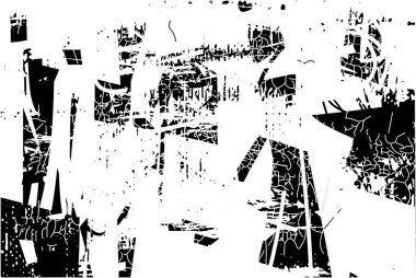 Siyah beyaz desenli, noktalı, lekeli, çizik ve çizikli sıkıntılı bir arkaplan. Soyut vektör illüstrasyonu.