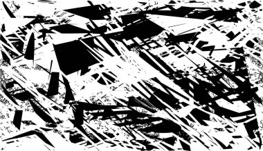 Siyah beyaz desenli, noktalı, lekeli, çizik ve çizikli sıkıntılı bir arkaplan. Soyut vektör illüstrasyonu.