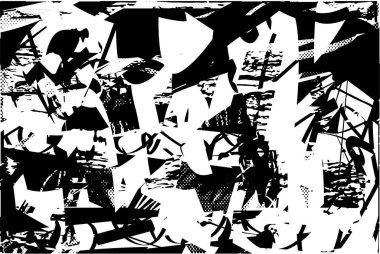 Çizik ve çiziklerle dolu siyah beyaz bir arka plan. Soyut vektör illüstrasyonu.